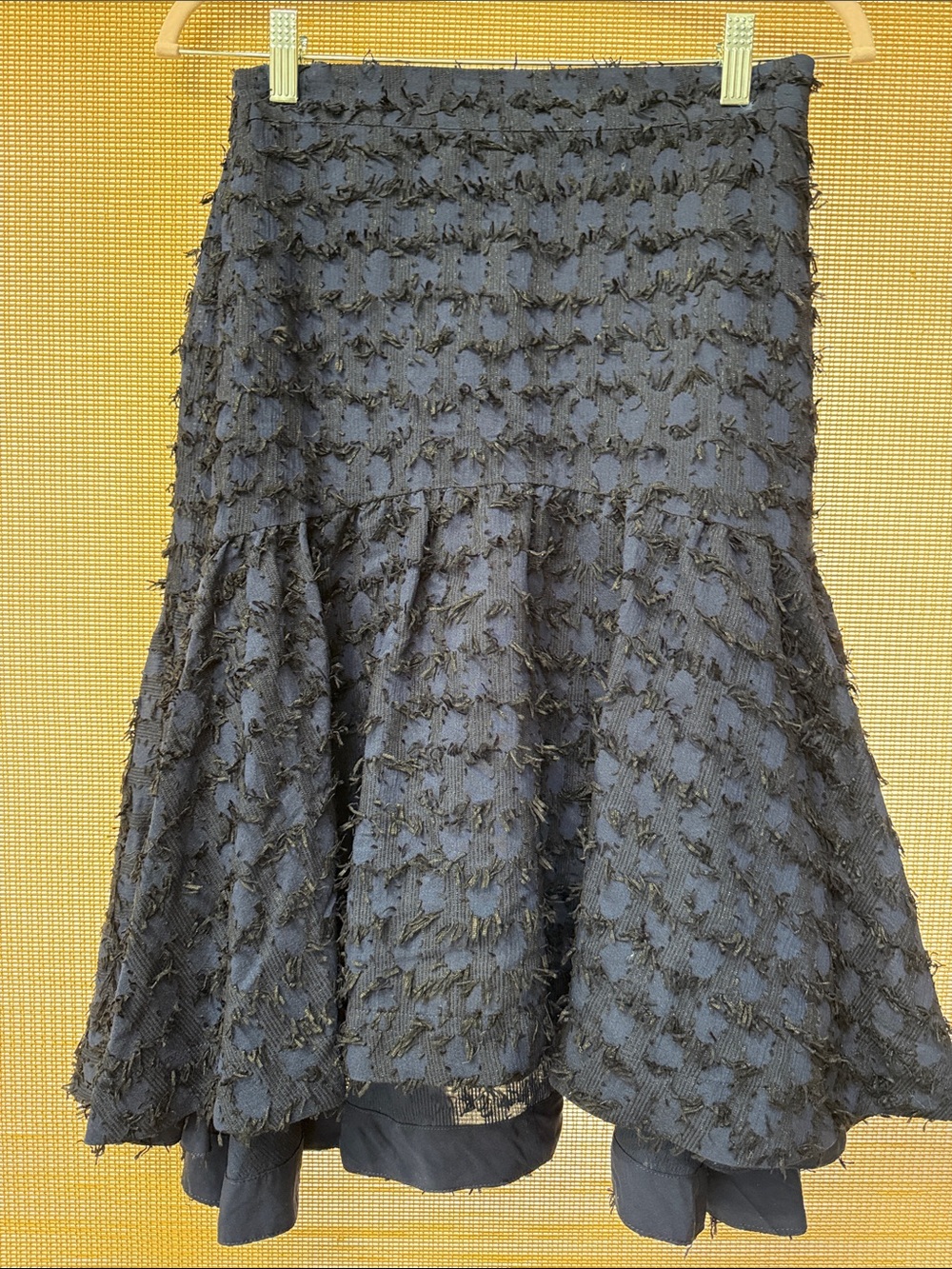 Maeve Black/Blue Textured Fringe Circle Skirt